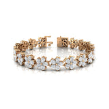 Flower Inspired Pear Set Diamond Statement Bracelet - GeumJewels