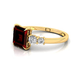Princess Cut Garnet Graduating Accent Diamond Ring - GeumJewels