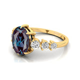 Oval Cut Alexandrite with Graduated Diamonds Ring - GeumJewels