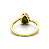 Twisted Up Down Band Pear Shaped Peridot Ring with Accent Diamonds - GeumJewels