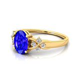 Criss Cross Diamond Ring with Oval Cut Tanzanite - GeumJewels