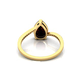Twisted Up Down Band Pear Shaped Garnet Ring with Accent Diamonds - GeumJewels