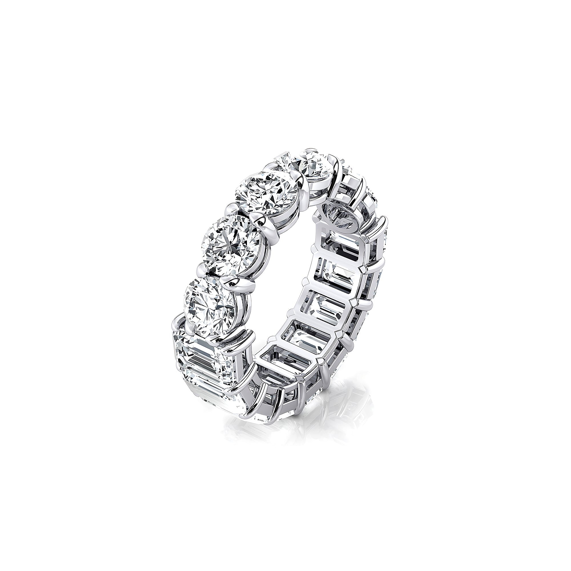 2 Way Diamond Emerald & Round Eternity Ring - GeumJewels