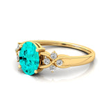 Criss Cross Diamond Ring with Oval Cut Paraiba Tourmaline - GeumJewels