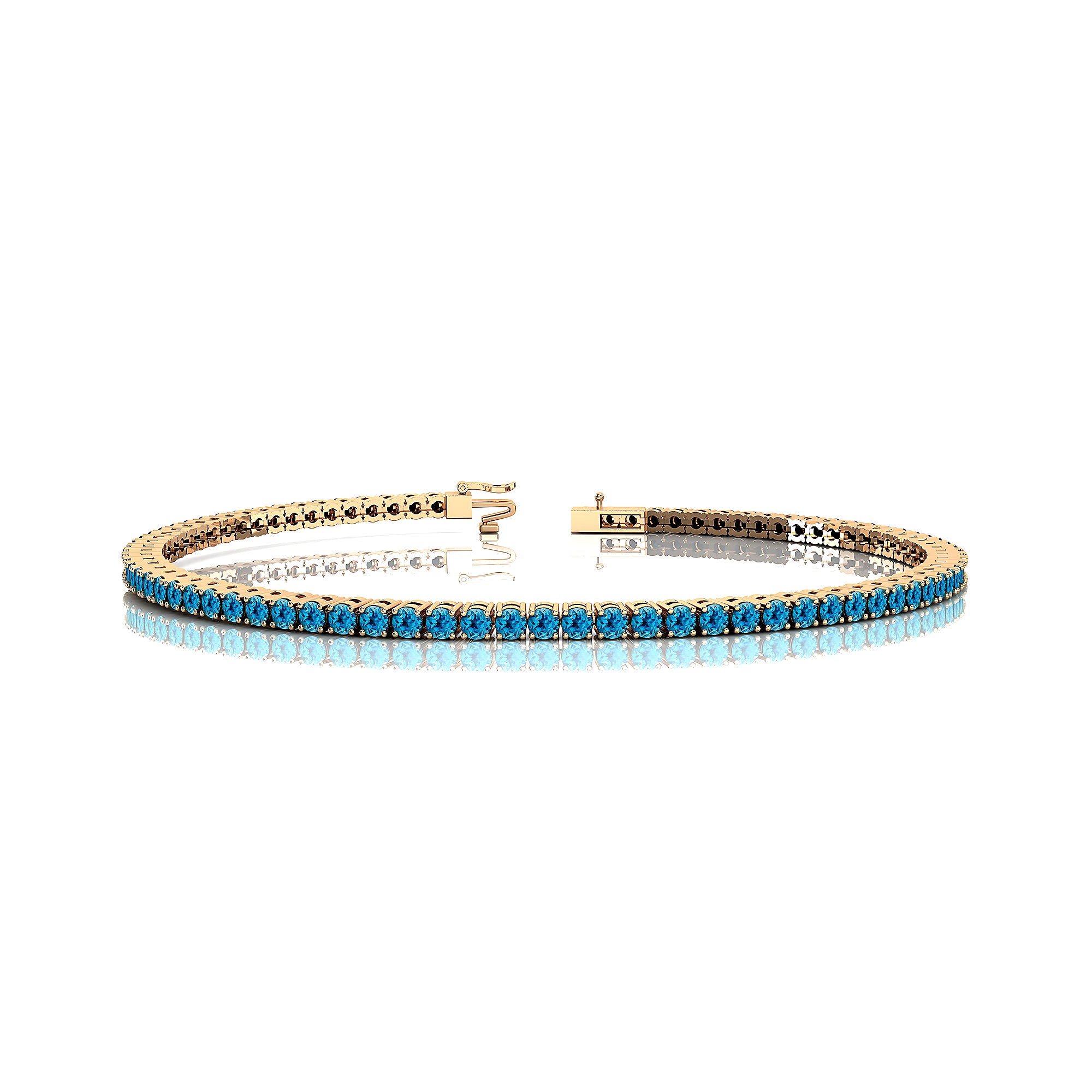 2mm Round Swiss Blue Topaz Tennis Bracelet - GeumJewels