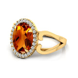 Vintage Love Inspired Oval Citrine Halo Diamond Engagement Ring - GeumJewels