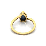 Twisted Up Down Band Pear Shaped Moonstone Ring with Accent Diamonds - GeumJewels