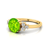 Trio Diamond Engagement Ring with Round Solitaire Peridot - GeumJewels