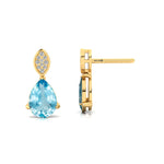 Illussion Set Diamond Earrings with Pear Cut Aquamarine - GeumJewels