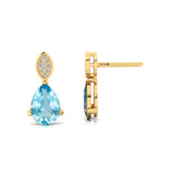 Illussion Set Diamond Earrings with Pear Cut Aquamarine - GeumJewels