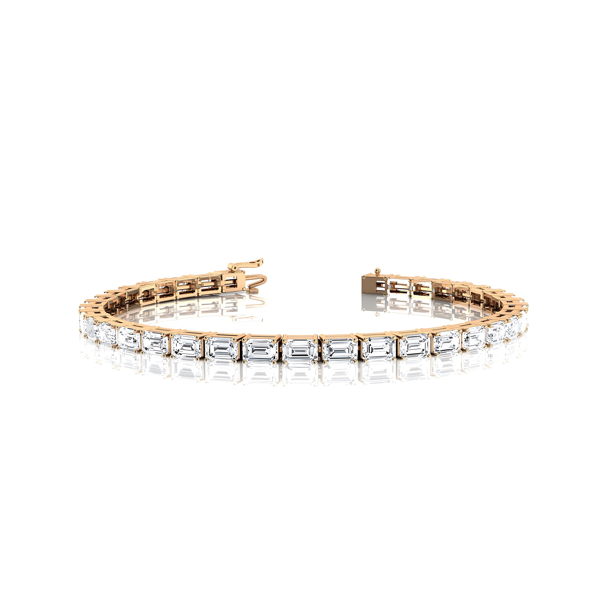 0.25ct Each Horizontally set Emerald Cut Diamond Tennis Bracelet - GeumJewels