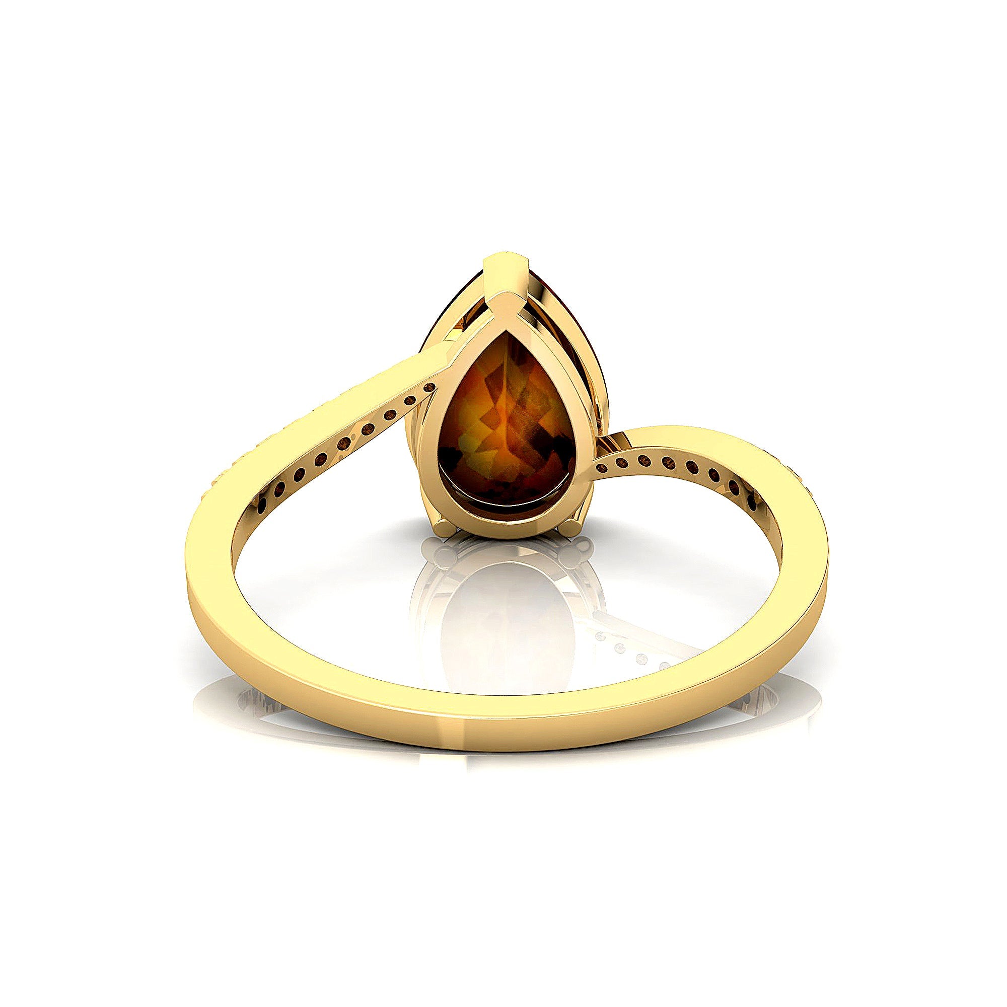 Twisted Up Down Band Pear Shaped Yellow Sapphire Ring with Accent Diamonds - GeumJewels
