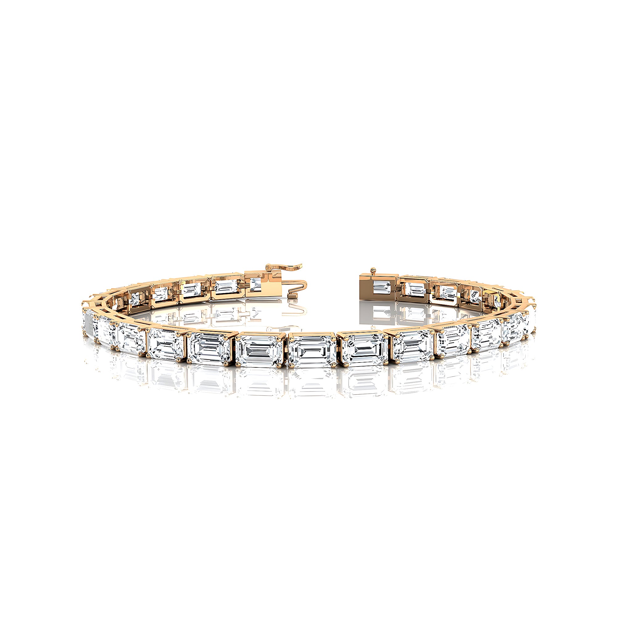 0.50ct Each Horizontally set Emerald Cut Diamond Tennis Bracelet - GeumJewels