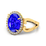 Vintage Love Inspired Oval Tanzanite Halo Diamond Engagement Ring - GeumJewels