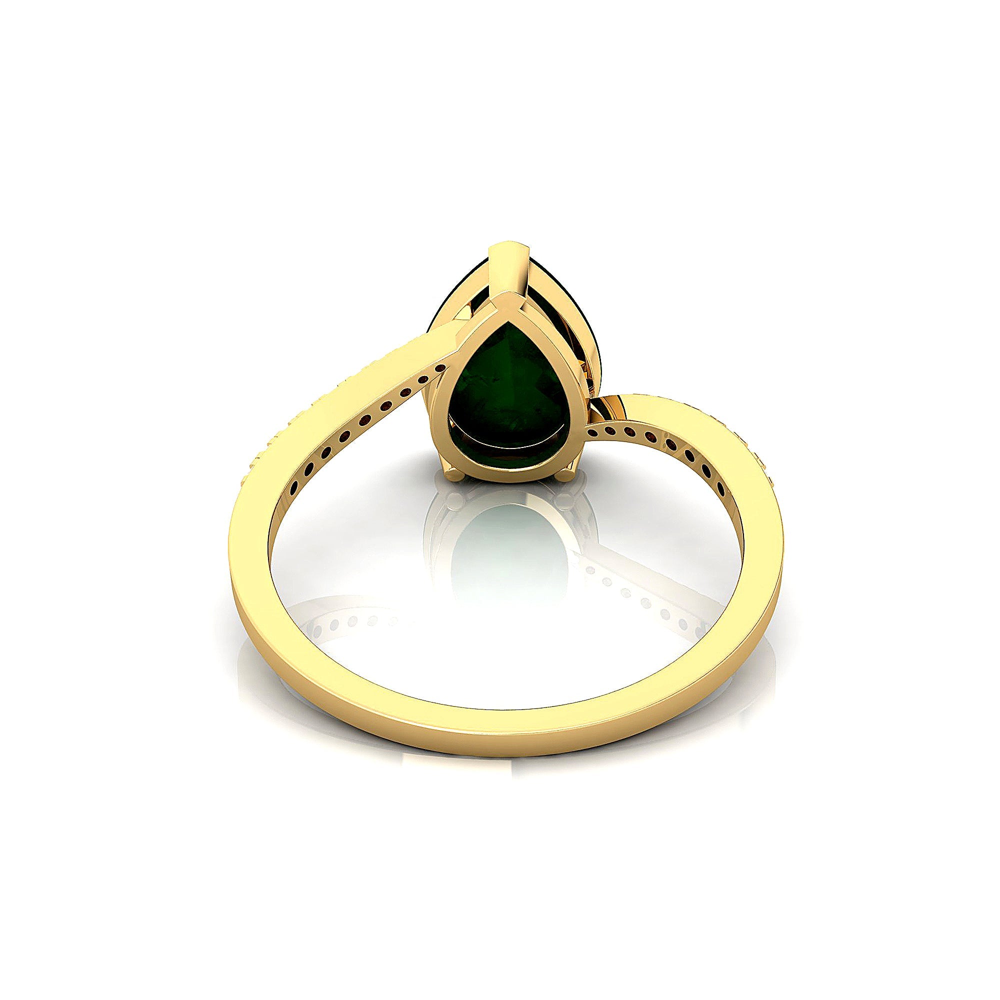Twisted Up Down Band Pear Shaped Emerald Ring with Accent Diamonds - GeumJewels