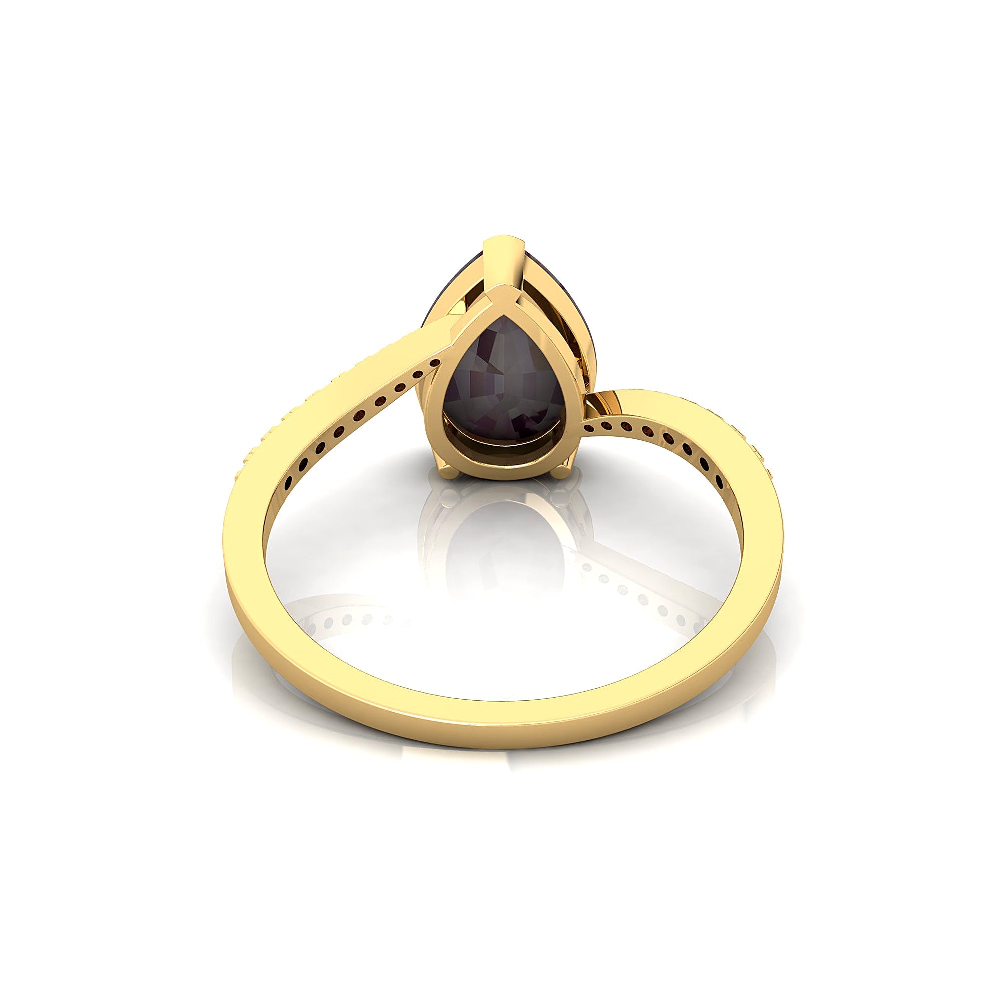 Twisted Up Down Band Pear Shaped Morganite Ring with Accent Diamonds - GeumJewels