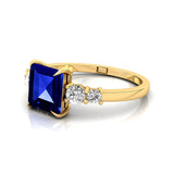 Princess Cut Tanzanite Graduating Accent Diamond Ring - GeumJewels
