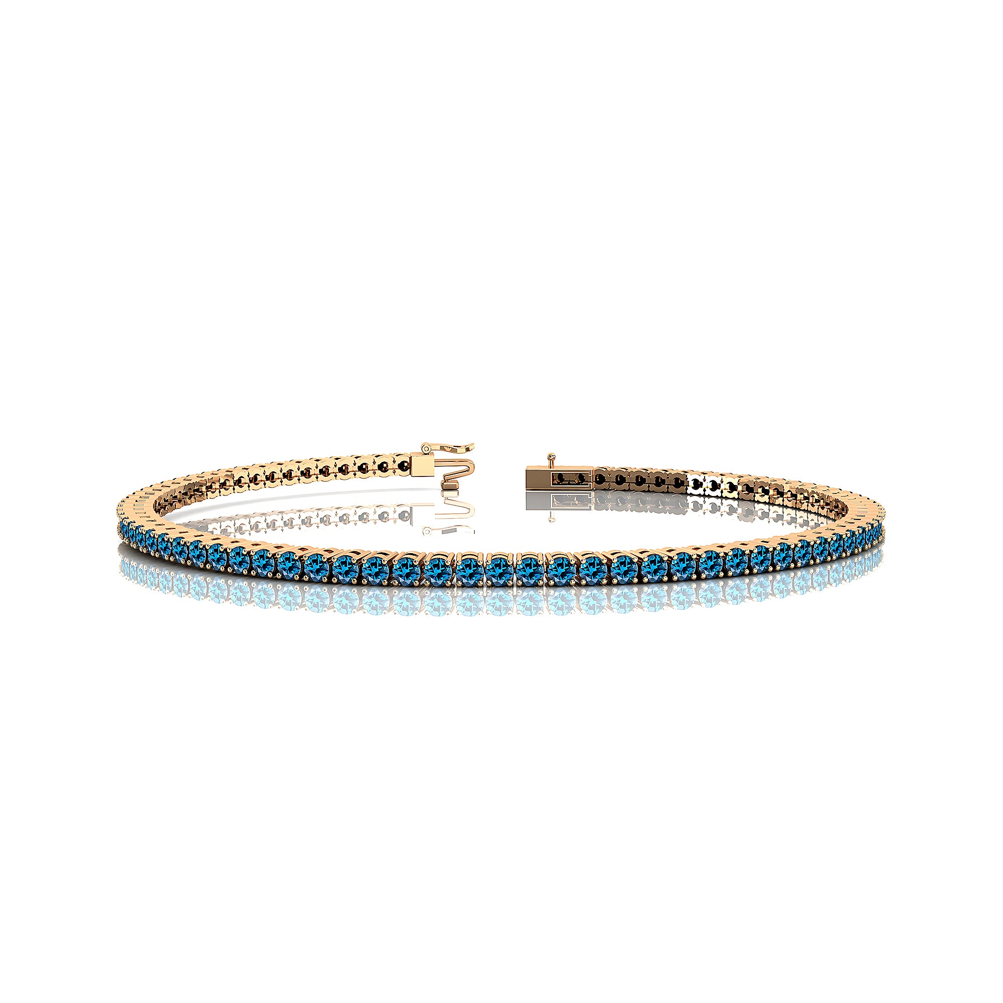 2mm Round London Blue Topaz Tennis Bracelet - GeumJewels