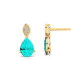 Illussion Set Diamond Earrings with Pear Cut Paraiba Tourmaline - GeumJewels
