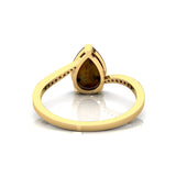 Twisted Up Down Band Pear Shaped Citrine Ring with Accent Diamonds - GeumJewels