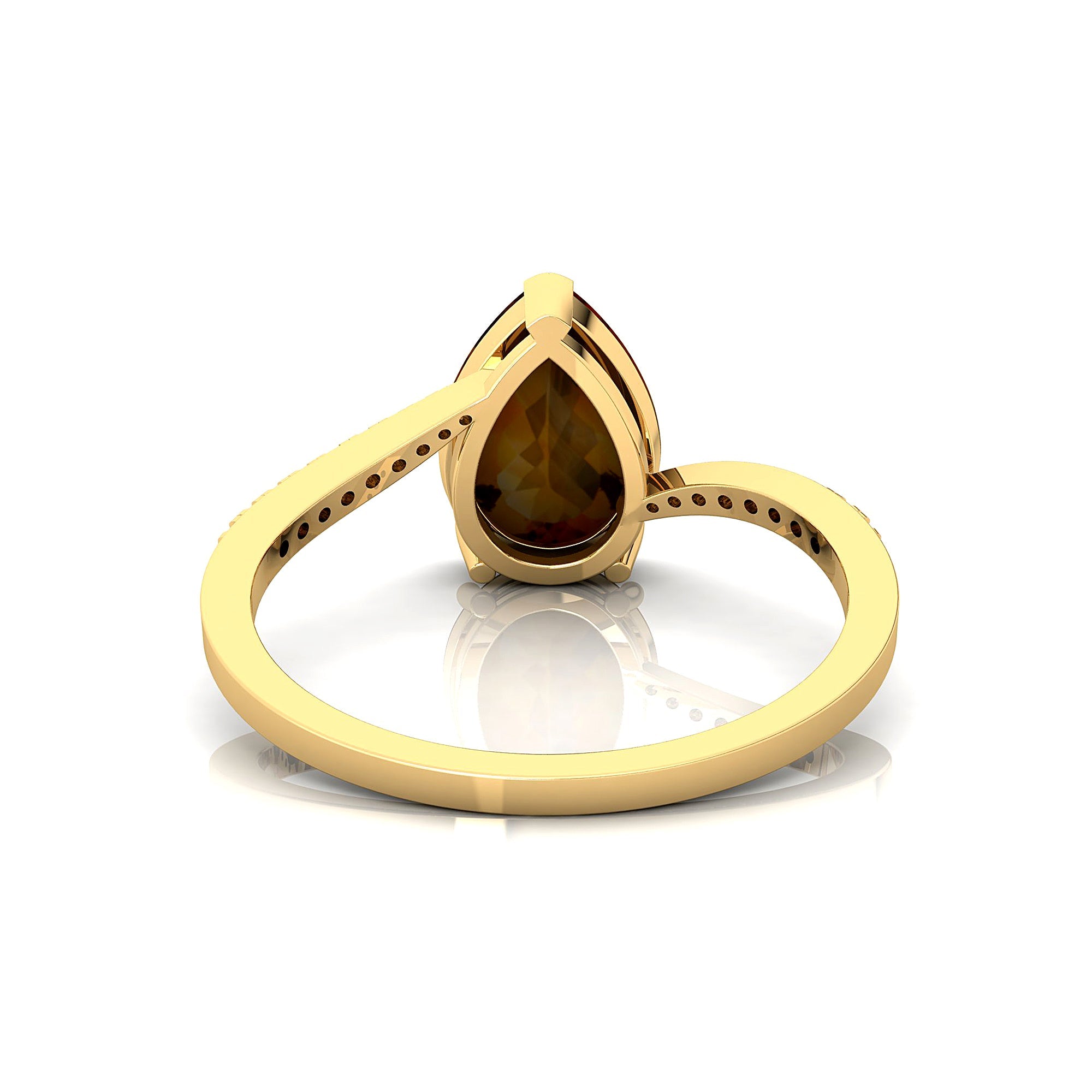 Twisted Up Down Band Pear Shaped Citrine Ring with Accent Diamonds - GeumJewels