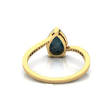 Twisted Up Down Band Pear Shaped Aquamarine Ring with Accent Diamonds - GeumJewels