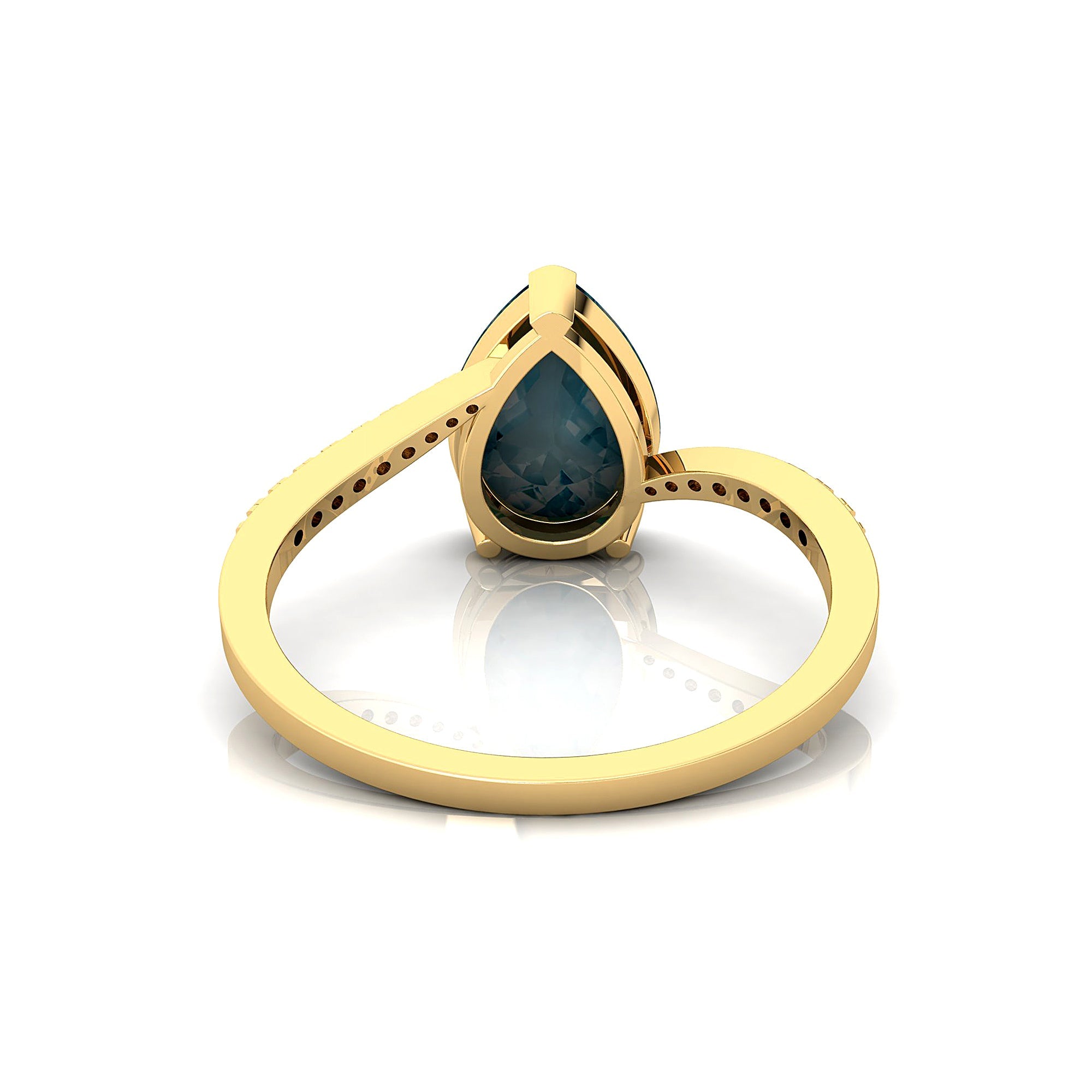 Twisted Up Down Band Pear Shaped Aquamarine Ring with Accent Diamonds - GeumJewels