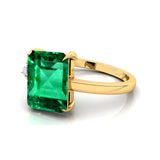 Emerald Shaped Emerald with 3mm Accent Solitaire Engagement Ring - GeumJewels