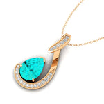 Designer Diamond Loop Pendant with Teardrop Shaped Paraiba Tourmaline - GeumJewels