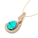 Designer Diamond Loop Pendant with Teardrop Shaped Paraiba Tourmaline - GeumJewels