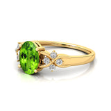 Criss Cross Diamond Ring with Oval Cut Peridot - GeumJewels
