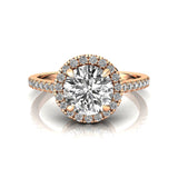 Classic Round Halo Diamonds with Solitaire Lab Diamond Engagement Ring - GeumJewels
