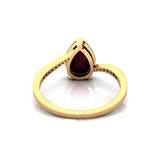 Twisted Up Down Band Pear Shaped Pink Sapphire Ring with Accent Diamonds - GeumJewels