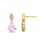 Illussion Set Diamond Earrings with Pear Cut Morganite - GeumJewels