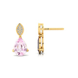 Illussion Set Diamond Earrings with Pear Cut Morganite - GeumJewels