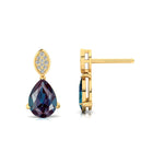 Illussion Set Diamond Earrings with Pear Cut Alexandrite - GeumJewels