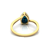 Twisted Up Down Band Pear Shaped Swiss Blue Topaz Ring with Accent Diamonds - GeumJewels