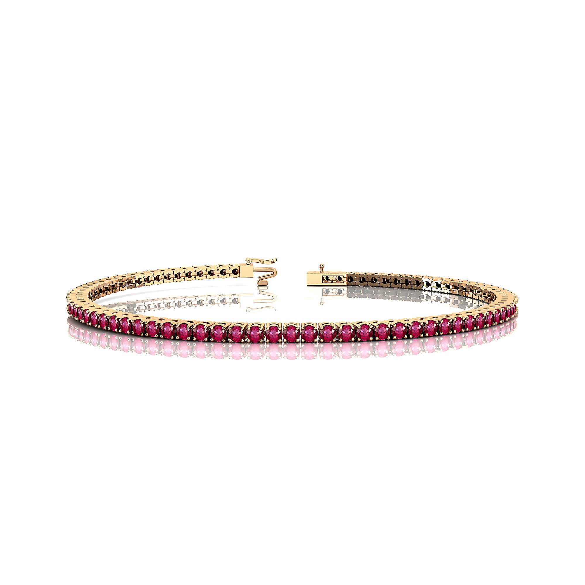 2mm Round Pink Sapphire Tennis Bracelet - GeumJewels