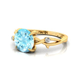 Criss Cross Nature Inspired Diamond Ring  with Round Aquamarine - GeumJewels