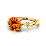 Criss Cross Nature Inspired Diamond Ring  with Round Citrine - GeumJewels