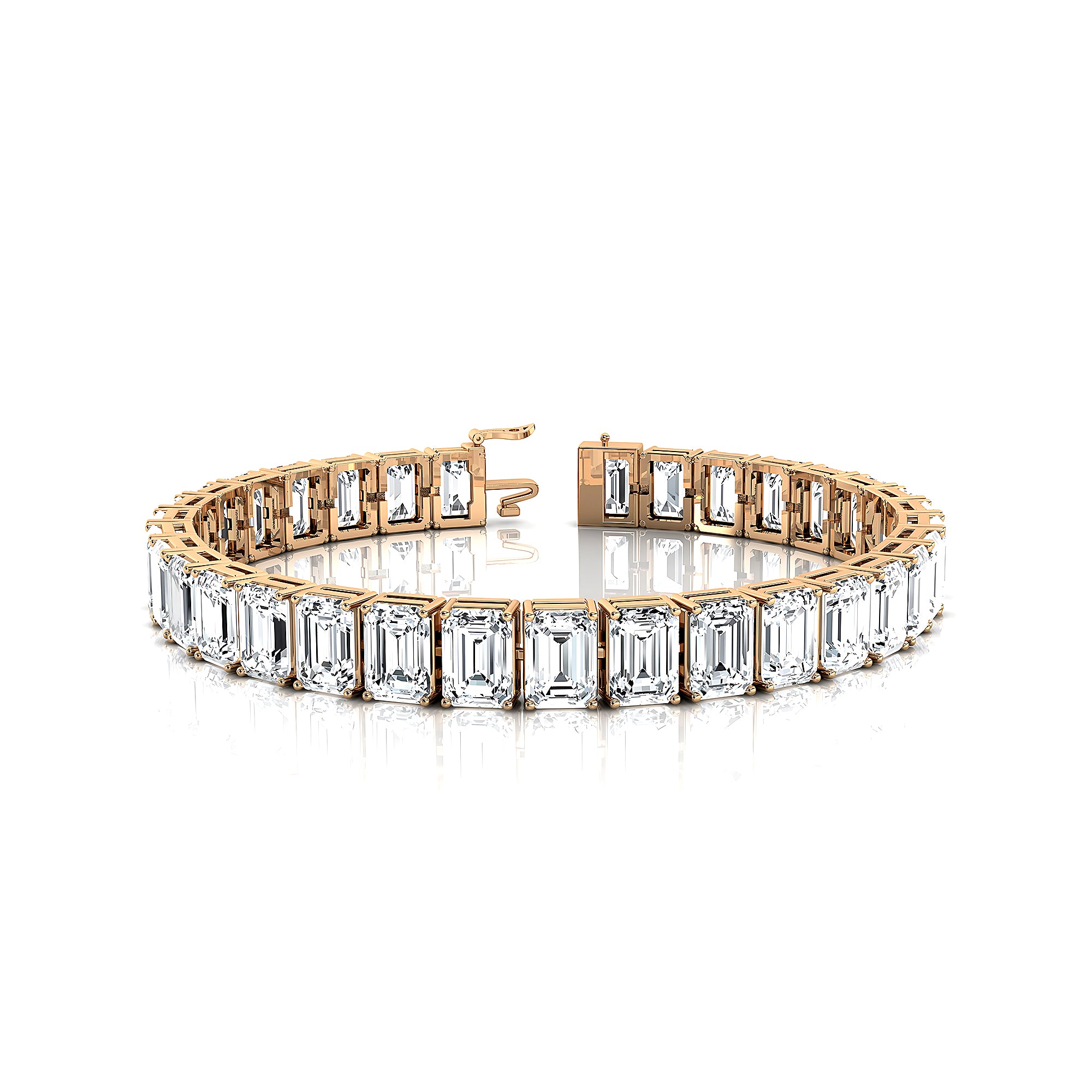 1ct Each Vertically set Emerald Cut Diamond Tennis Bracelet - GeumJewels