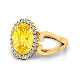 Vintage Love Inspired Oval Yellow Sapphire Halo Diamond Engagement Ring - GeumJewels