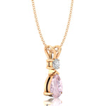 Morganite Teardrop Pendant with Solitaire Diamond - GeumJewels