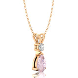 Morganite Teardrop Pendant with Solitaire Diamond - GeumJewels