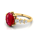 Oval Cut Ruby with Graduated Diamonds Ring - GeumJewels