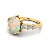 Oval Cut Opal with Graduated Diamonds Ring - GeumJewels