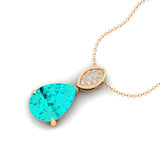Illussion Set Diamond Pendant with Pear Cut Paraiba Tourmaline - GeumJewels