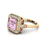 Vintage Style Square Cut Morganite Diamond Ring - GeumJewels