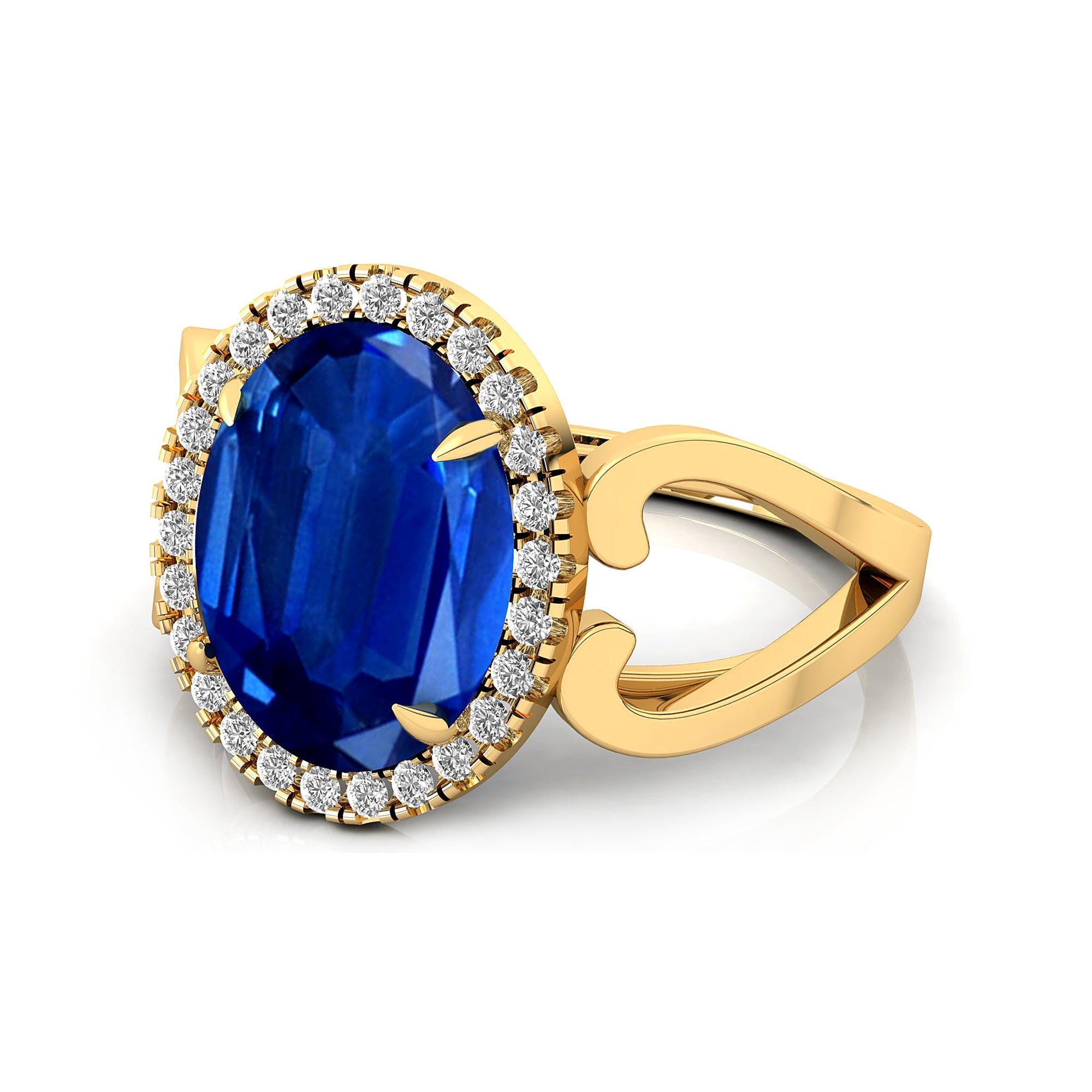 Vintage Love Inspired Oval Blue Sapphire Halo Diamond Engagement Ring - GeumJewels