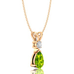 Peridot Teardrop Pendant with Solitaire Diamond - GeumJewels